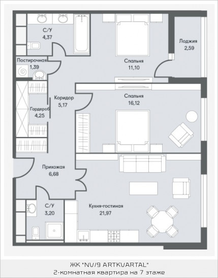 Студия 75.09 м²