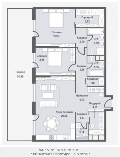 Студия 110.99 м²