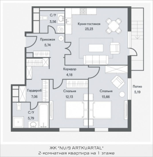 Студия 79.18 м²