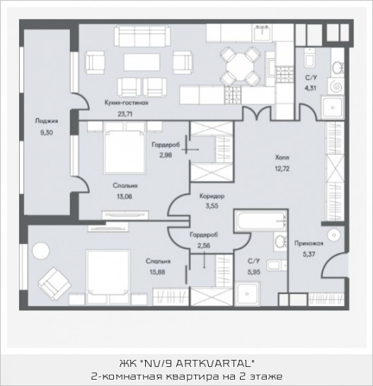 Студия 96.62 м²