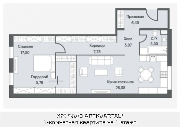 Студия 72.92 м²