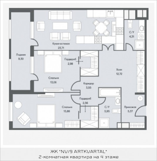 Студия 96.18 м²